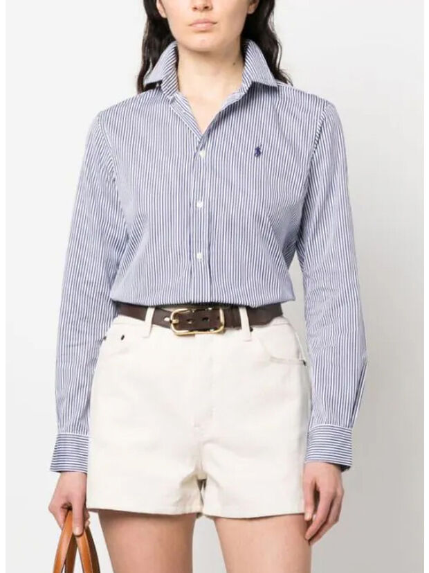 CAMICIA A RIGHE, WHITE/FALL ROYAL, large