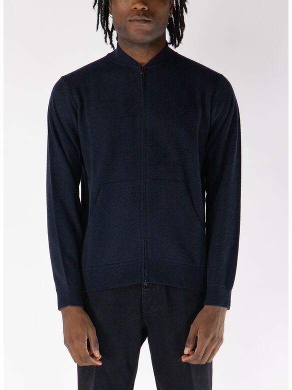CARDIGAN CON CHIUSURA A ZIP, 891 OLTREMARE, medium