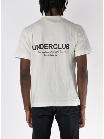 T-SHIRT DOUBLE CREWNECK, LATTE/BIANCO, small