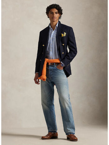 CAMICIA IN POPELINE A RIGHE, 3249D WHITE BLUE, small