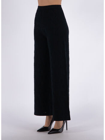 PANTALONE A PALAZZO IN PIZZO, 110 NERO, small