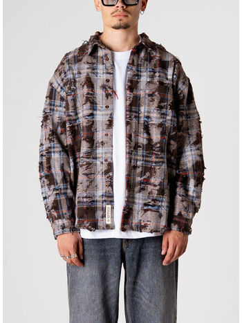 CAMICIA WBJONG DISTRESSED, BROWN CHECK, small