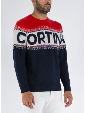 MAGLIONE HERON CORTINA ZIG STRIPE, 00180C NAVY RED, small