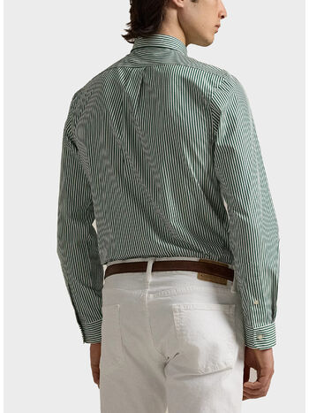 CAMICIA A RIGHE CON LOGO, 4655C PINE/WHITE, small