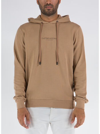 FELPA CON CAPPUCCIO, CAMMELLO, small