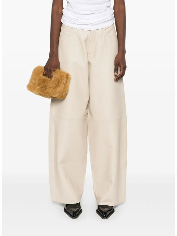PANTALONE IN PELLE BETHANY, C0006 IVORY, medium