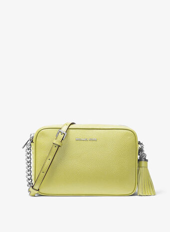 BORSA A TRACOLLA GINNY IN PELLE, 763LIMELIGHT, small
