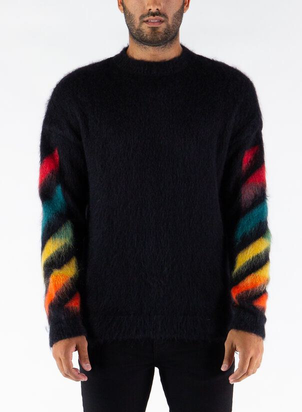 OFF-WHITE MAGLIONE DIAG BRUSHED MOHAIR Nero Uomo | Selecteur