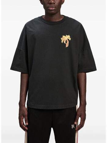 T-SHIRT BURNING PALM OVER, 1076 BLACK/GOLD, small