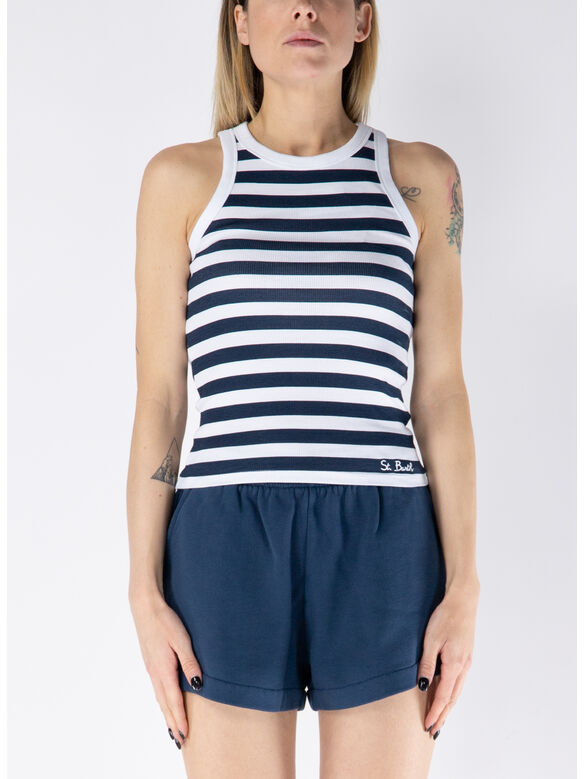 CANOTTA A RIGHE IN MAGLIA  ADA ST. BARTH, 05890H 6101 EMB, medium