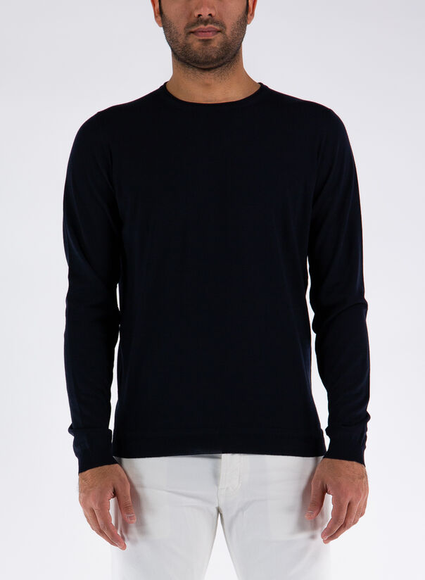 MAGLIA CON GIROCOLLO, BLU, large