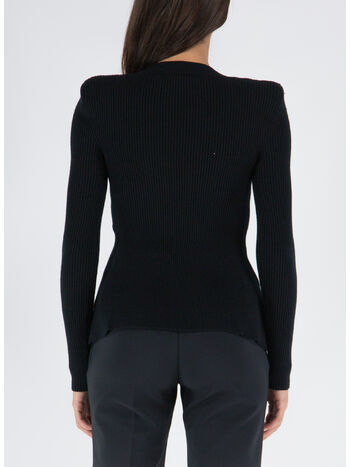 MAGLIA A MANICHE LUNGHE CON BORCHIE, 110 NERO, small
