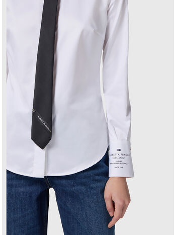 CAMICIA IN POPELINE DI COTONE CON LOGO, 100 BIANCO, small