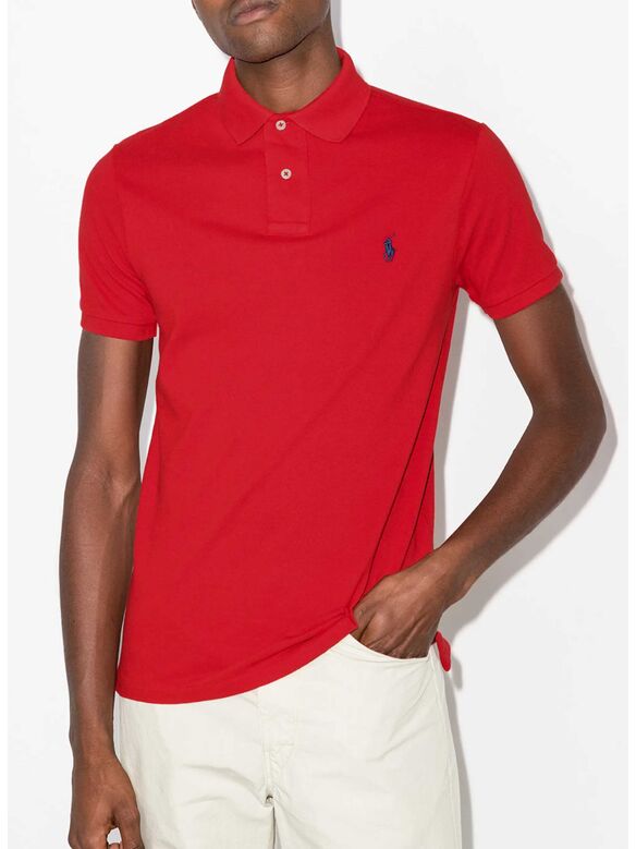 POLO A MANICHE CORTE CON LOGO RICAMATO, RED, medium