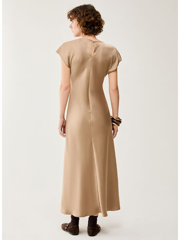 ABITO MIDI IN DOPPIO RASO, 006 SABBIA, small