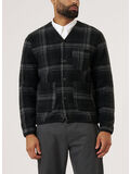 CARDIGAN MOH CHECK FLEECE, GREY, thumb
