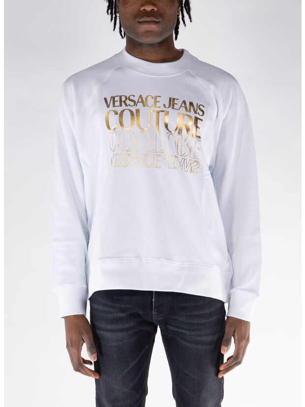 FELPA GIROCOLLO CON LOGO UPSIDE-DOWN, G03 WHITE/GOLD, large