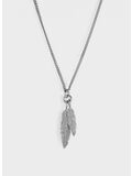 COLLANA TWIN FEATHER PENDANT, SILVER, thumb