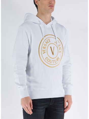 FELPA CON LOGO RICAMATO, G03 WHITE/GOLD, small