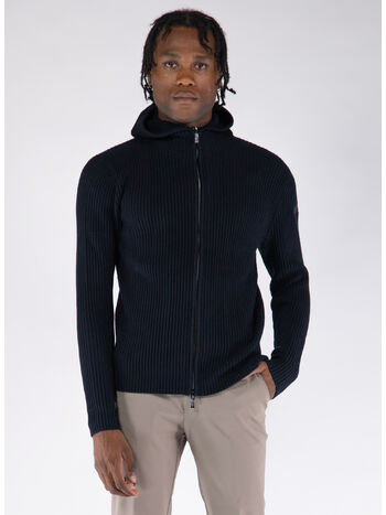 MAGLIONE CON CAPPUCCIO ZIP, 60 BLUE BLACK, small