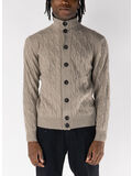 CARDIGAN IN TRECCIA CON COLLO ALTO, 910 ARGENTO-AZTECO, thumb
