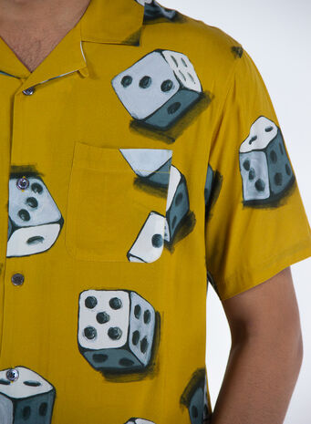 CAMICIA DICE PATTERN, MUSTARD, small