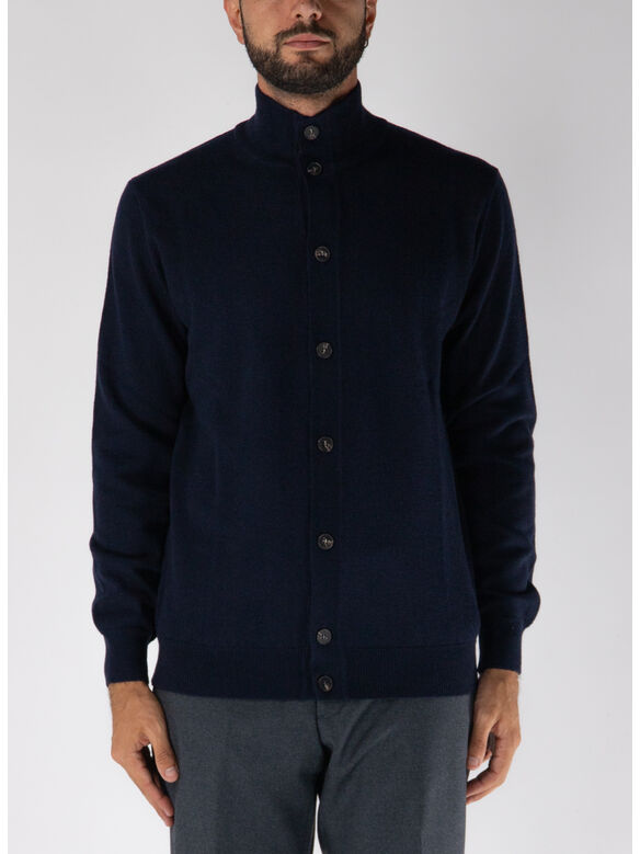 MAGLIONE A COLLO ALTO CON BOTTONI, W6K5.00038 BLU, medium