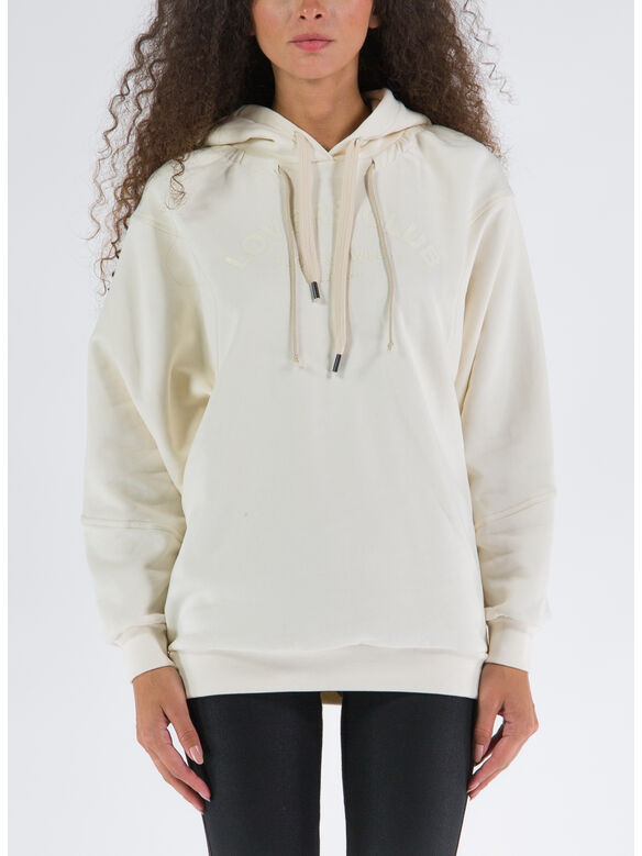 FELPA CON CAPPUCCIO LOVERS CLUB, 003 OFF WHITE, medium