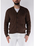 CARDIGAN INTRECCIATO, DARK ROAST MELANGE, thumb