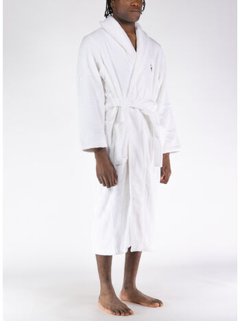 ACCAPPATOIO IN COTONE CON CAPPUCCIO, WHITE, small
