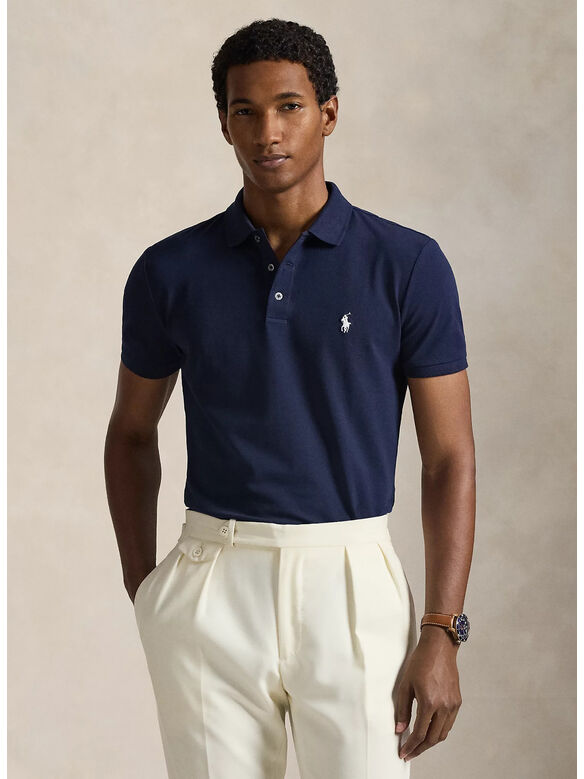 POLO IN PIQU&Eacute; STRETCH CUSTOM, REFINED NAVY/C1730 SMOKE, medium