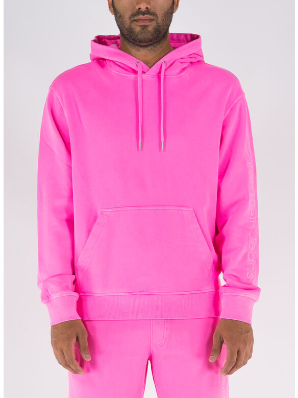 FELPA RELAXED WASHED COTTON HOODIE, 0JV NEON PINK, medium