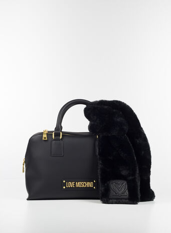 BORSA A MANO CON SCIARPA, 000NERO, small