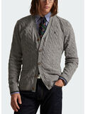 CARDIGAN A TRECCE IN LANA E CASHMERE, FAWN GREY HEATHER, thumb
