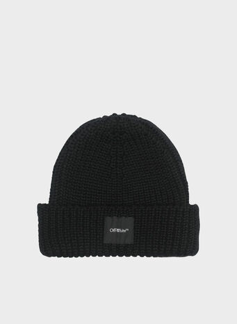 CAPPELLO LOGO PATCH RIBBED BEANIE, 1000BLACK, small