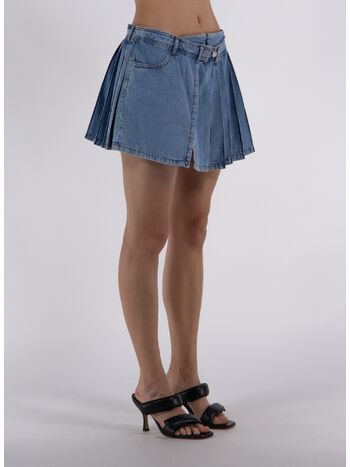 GONNA IN DENIM CON PIEGHE, A1281, small
