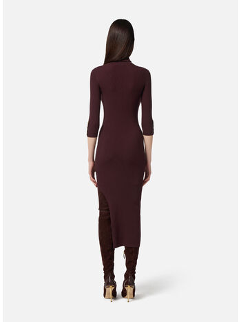ABITO IN MAGLIA A COSTINE CON TASCHINO, EA4 MERLOT, small
