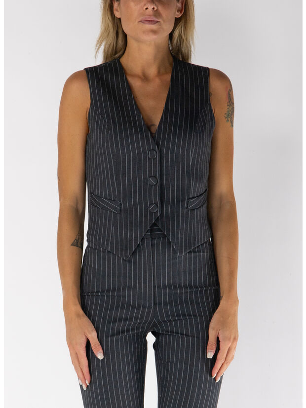 GILET MONOPETTO GESSATO, DARK GREY, large