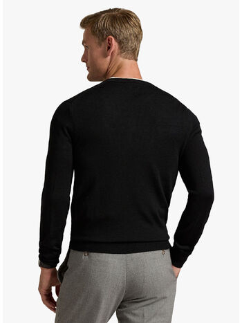 MAGLIONE GIROCOLLO  CON LOGO RICAMATO, POLO BLACK, small