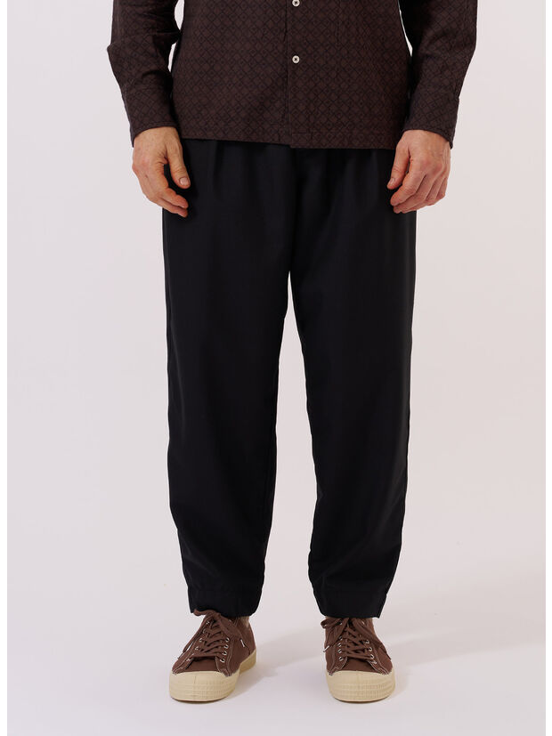 PANTALONE TROPICAL SUITING PLEATED TRACK, BLACK, large