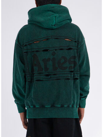 FELPA DESTROYED TEMPLE HOODIE, GRN GREEN, small