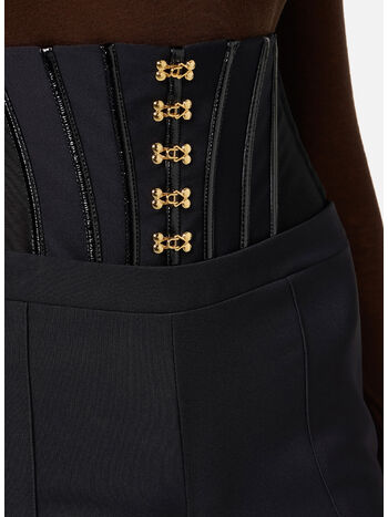 PANTALONE IN CRÊPE LEGGERO CON GANCI GIOIELLO, 110 NERO, small