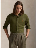 CAMICIA IN LINO SLIM-FIT, NEW OLIVE, thumb