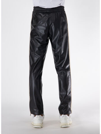 PANTALONE TRACK LEATHER EFFECT, 1003 BLACK/OFF WHITE, small