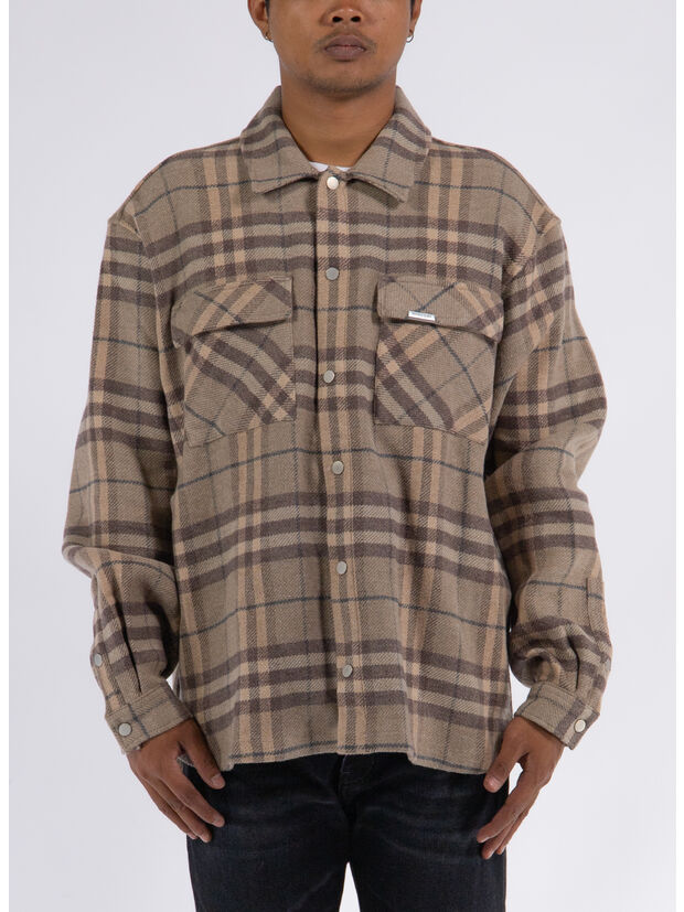 CAMICIA INTIAL PRINT FLANNEL, 407 HAZEL/PAPYRUS/GREY, large