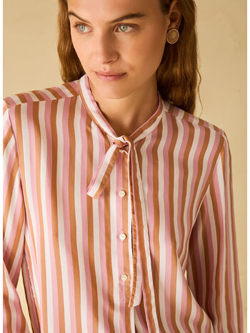 CAMICIA IN TWILL FLUIDO, 005 RIGA ROSA CUOIO, small