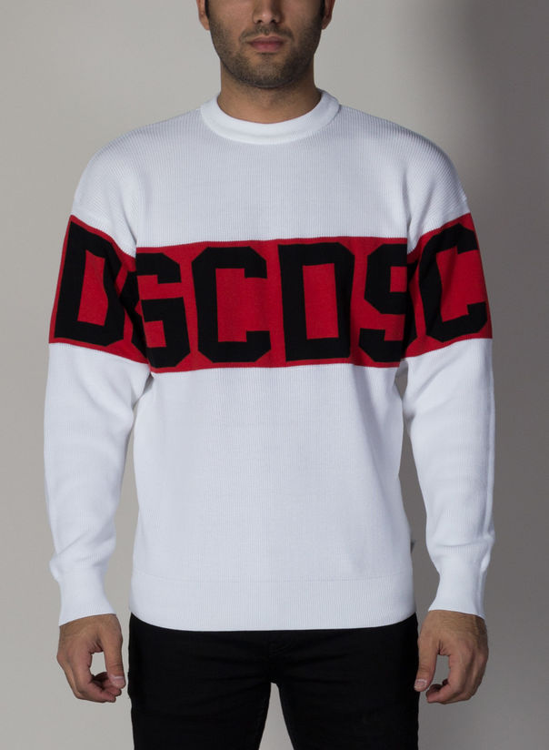 GCDS MAGLIONE LOGO SWEATER Bianco Uomo | Selecteur