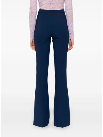 PANTALONE A ZAMPA IN CRÊPE CON PLACCA LOGO, DC8 OLTREMARE, small