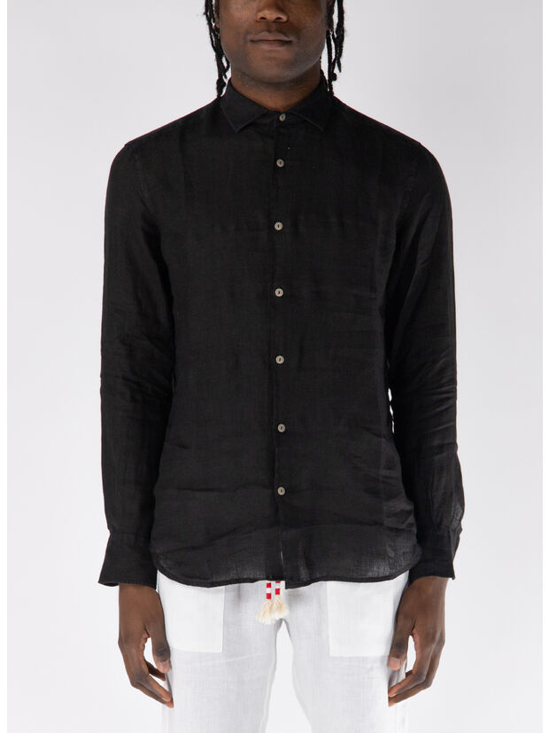 CAMICIA PAMPLONA LINEN, 01949H 00 BLACK VINTAGE, large