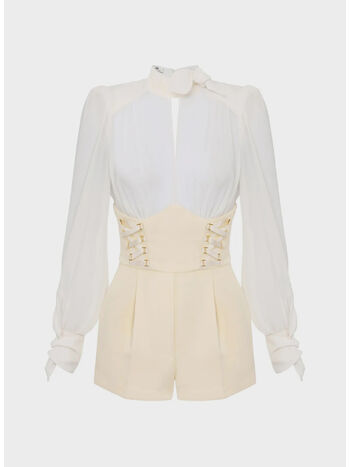 TUTA CON LACCI CRISS-CROSS, DK2 AVORIO/LEMONADE, small